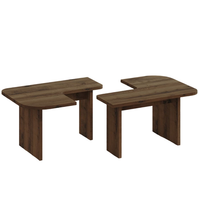 Hanah Home Iris - Juego de mesas de café Nogal antiguo